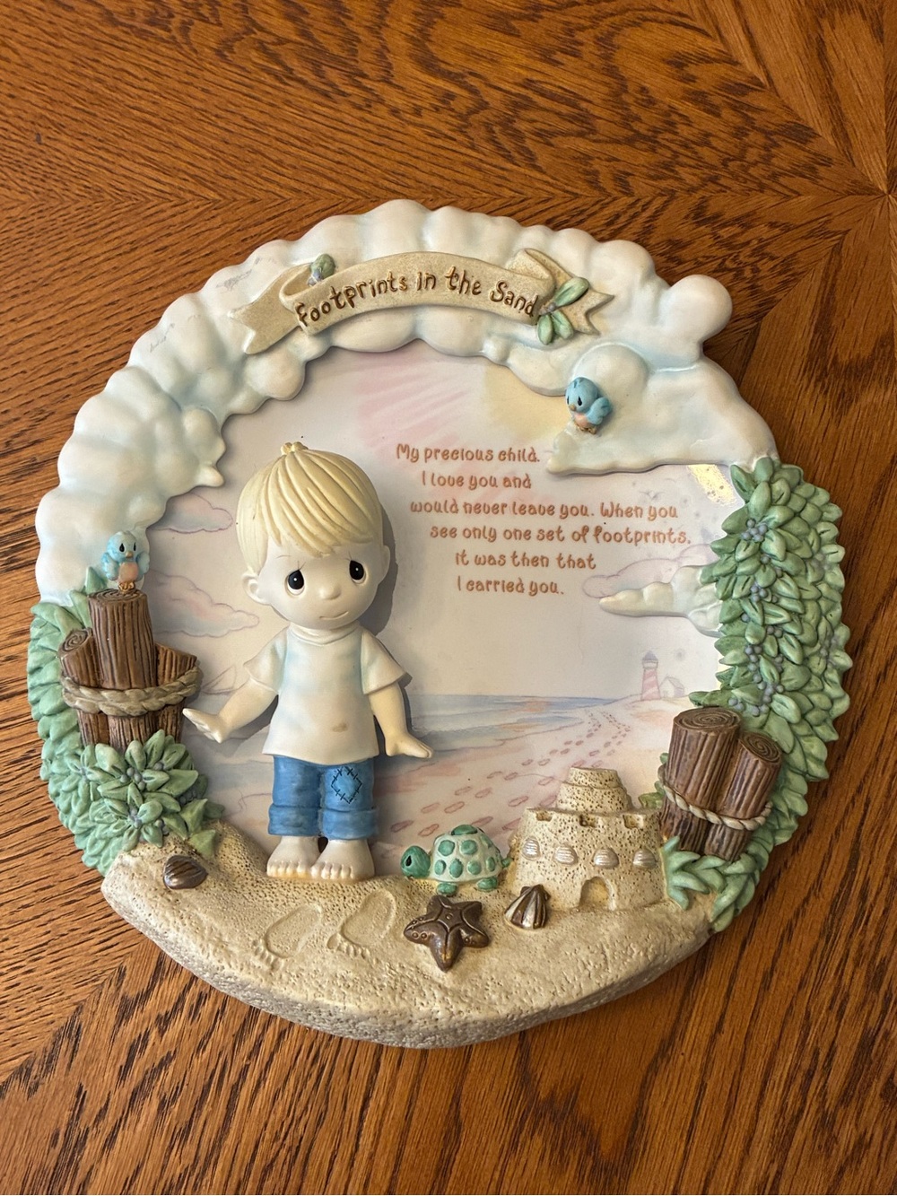 Precious Moments Footprints in the Sand Plaque